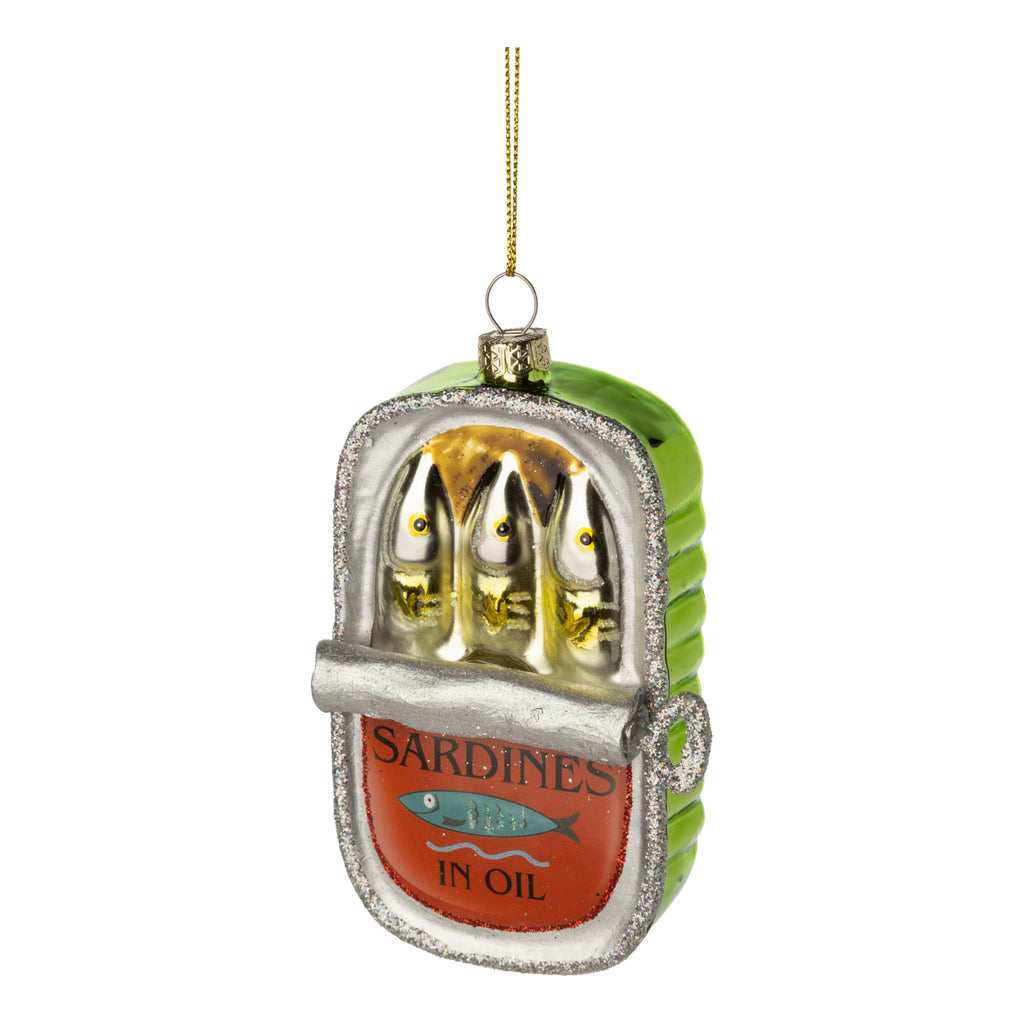 Glass Sardine Can With Key Ornament.