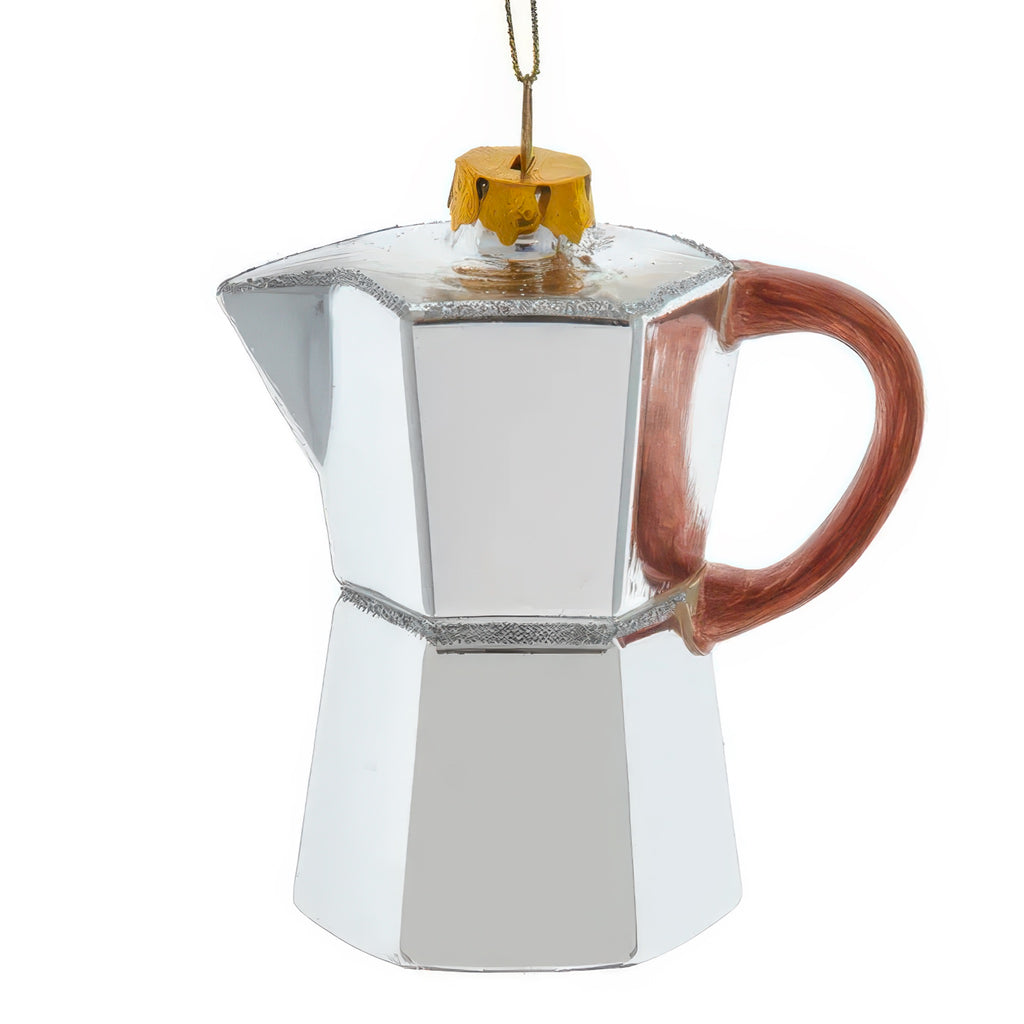 Glass Silver Espresso Pot Ornament.