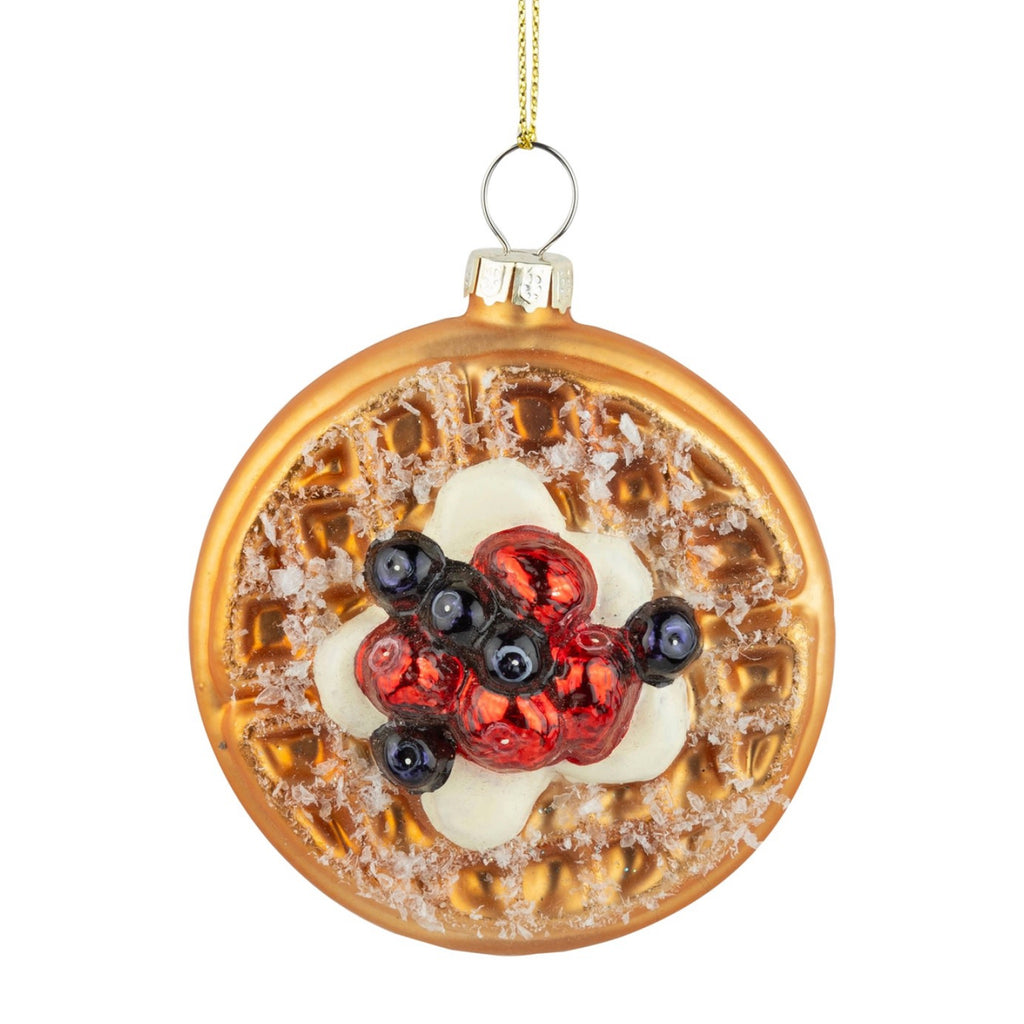 Glass Waffle With Berries Ornament.