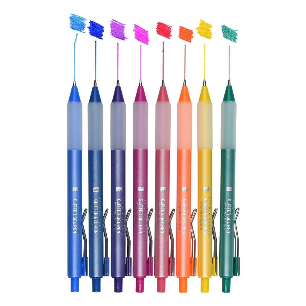 Glitter Gel Pens samples on paper.