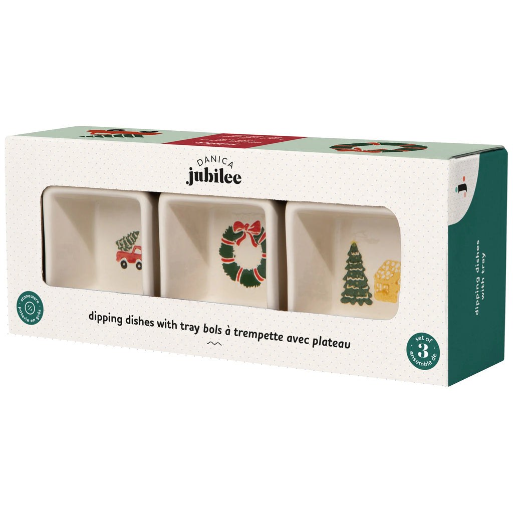 Glitzmas Christmas Dipping Dish With Tray Set packaging.