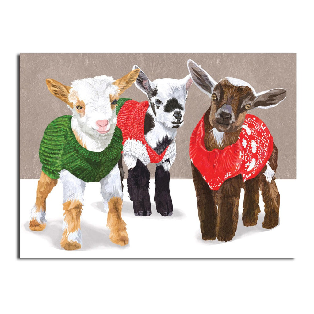 Goats in Sweaters Holiday Card.