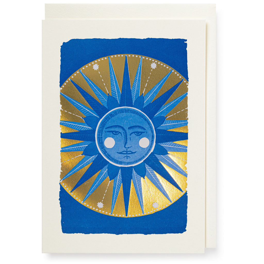 Gold & Blue Sun Blank Card.