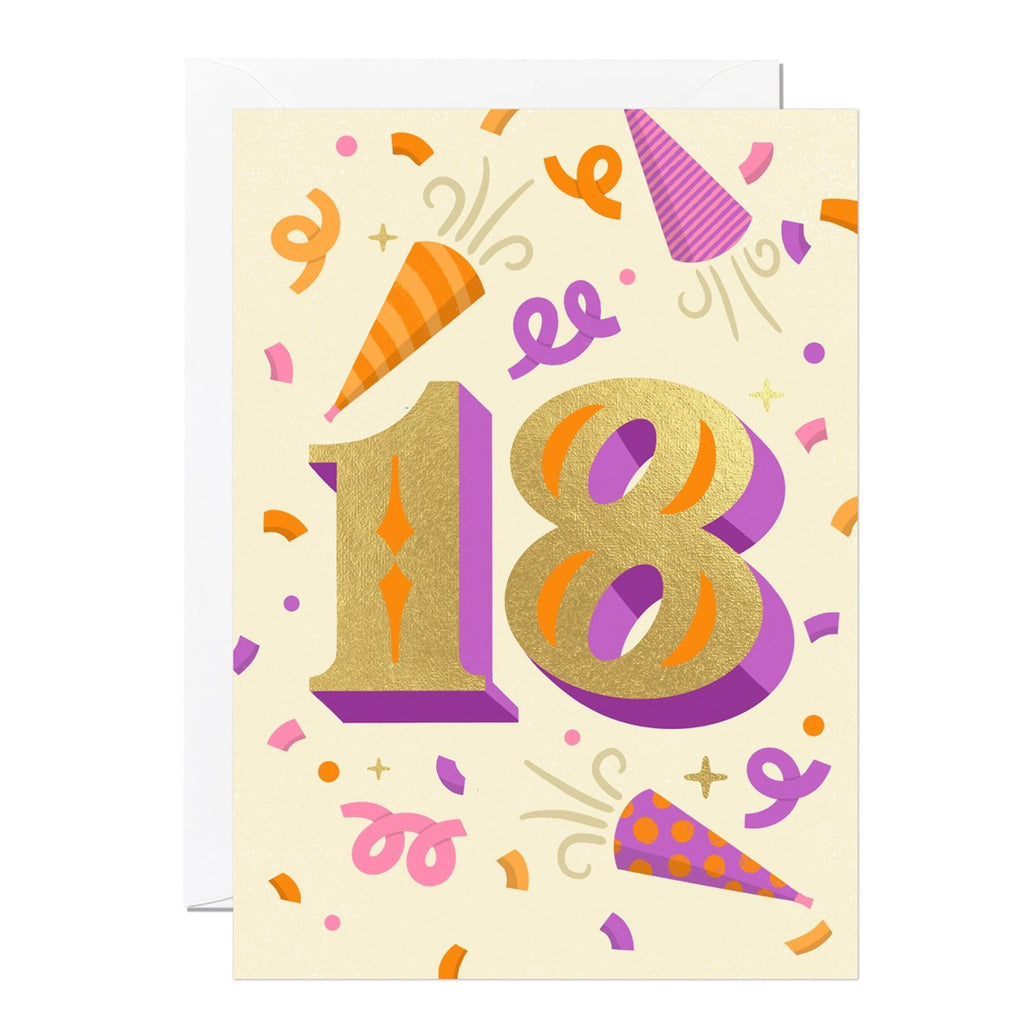 Gold Foil 18th Birthday Greeting Card .