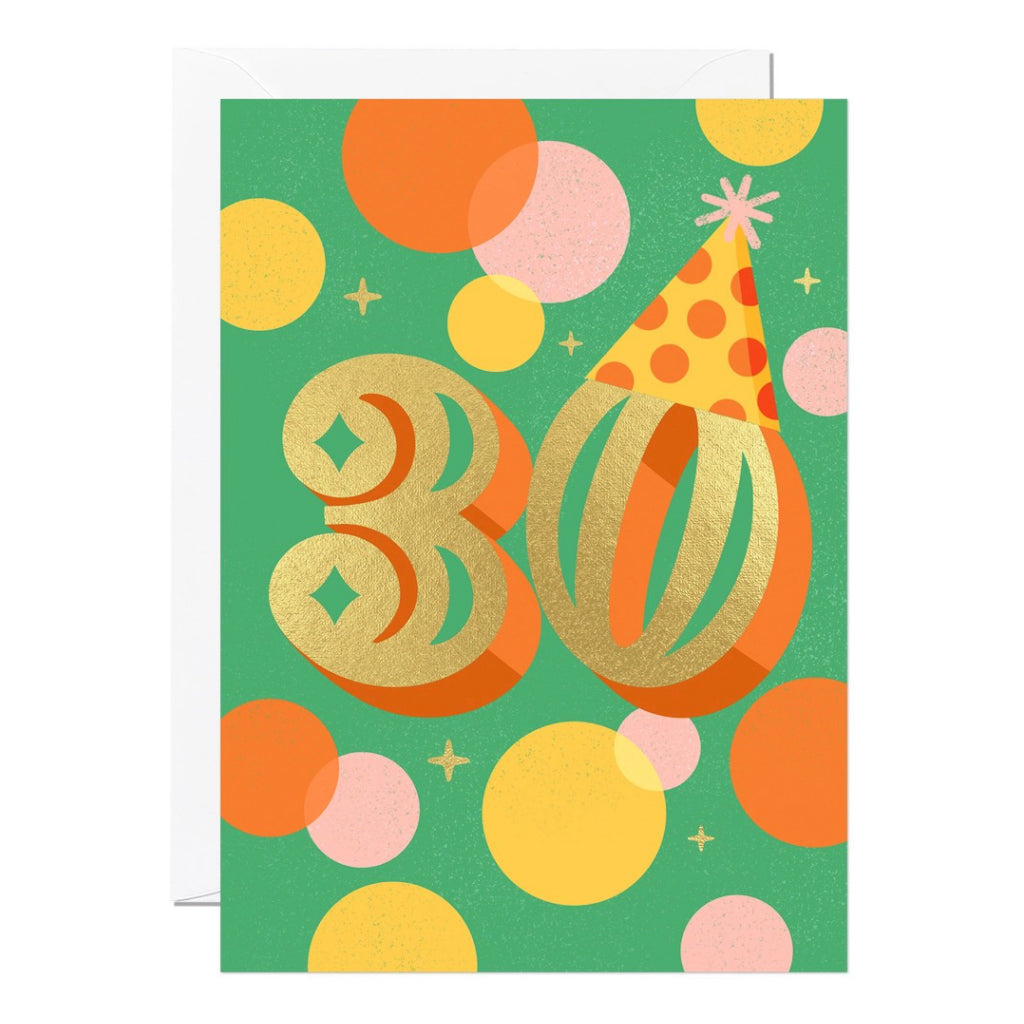 Gold Foil 30th Birthday Card.