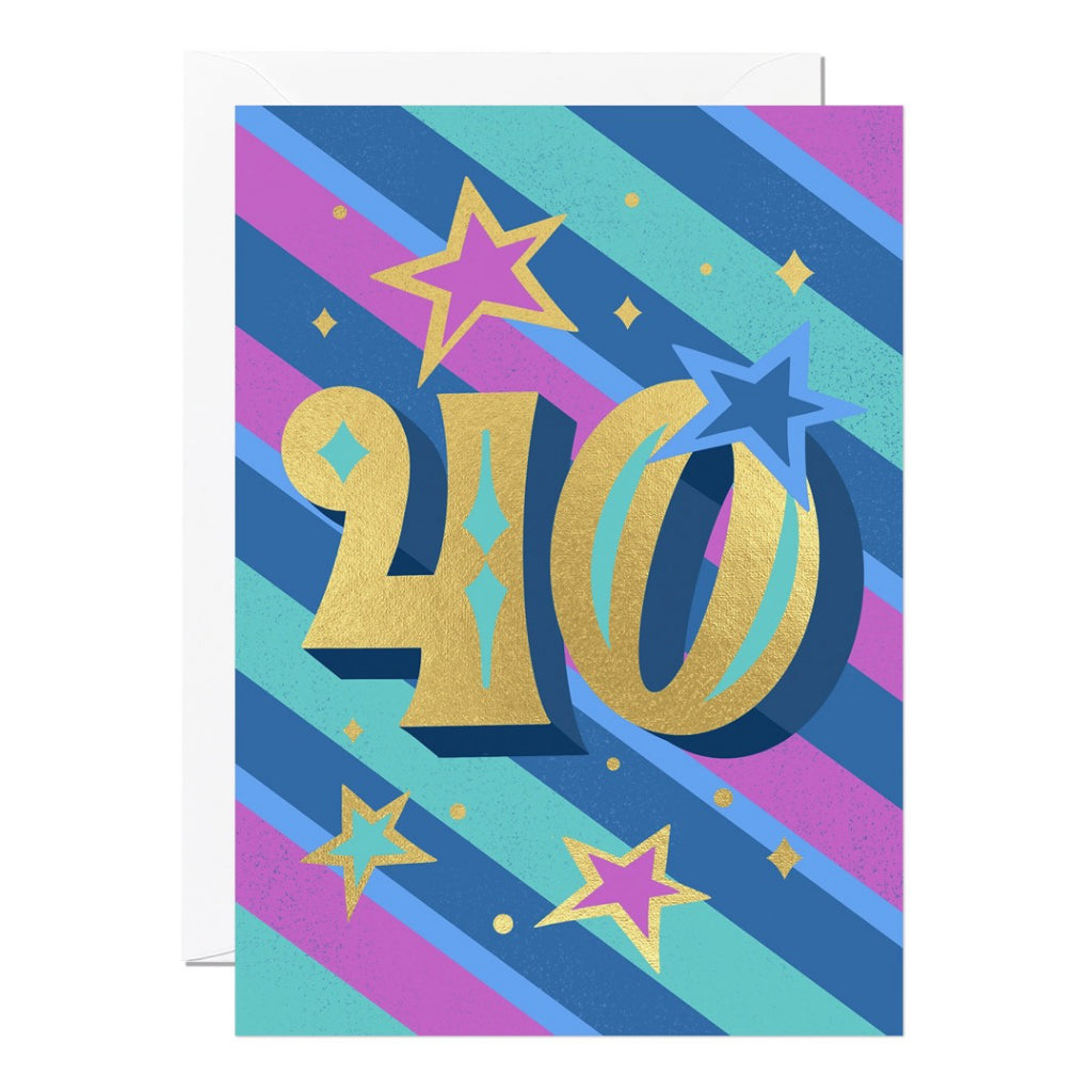 Gold Foil 40th Birthday Card.