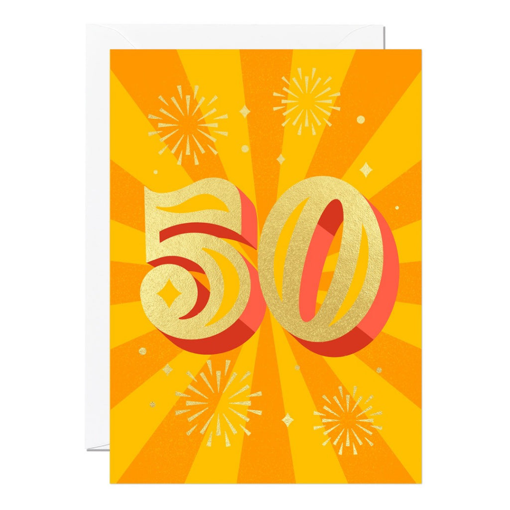 Gold Foil 50th Birthday Card.