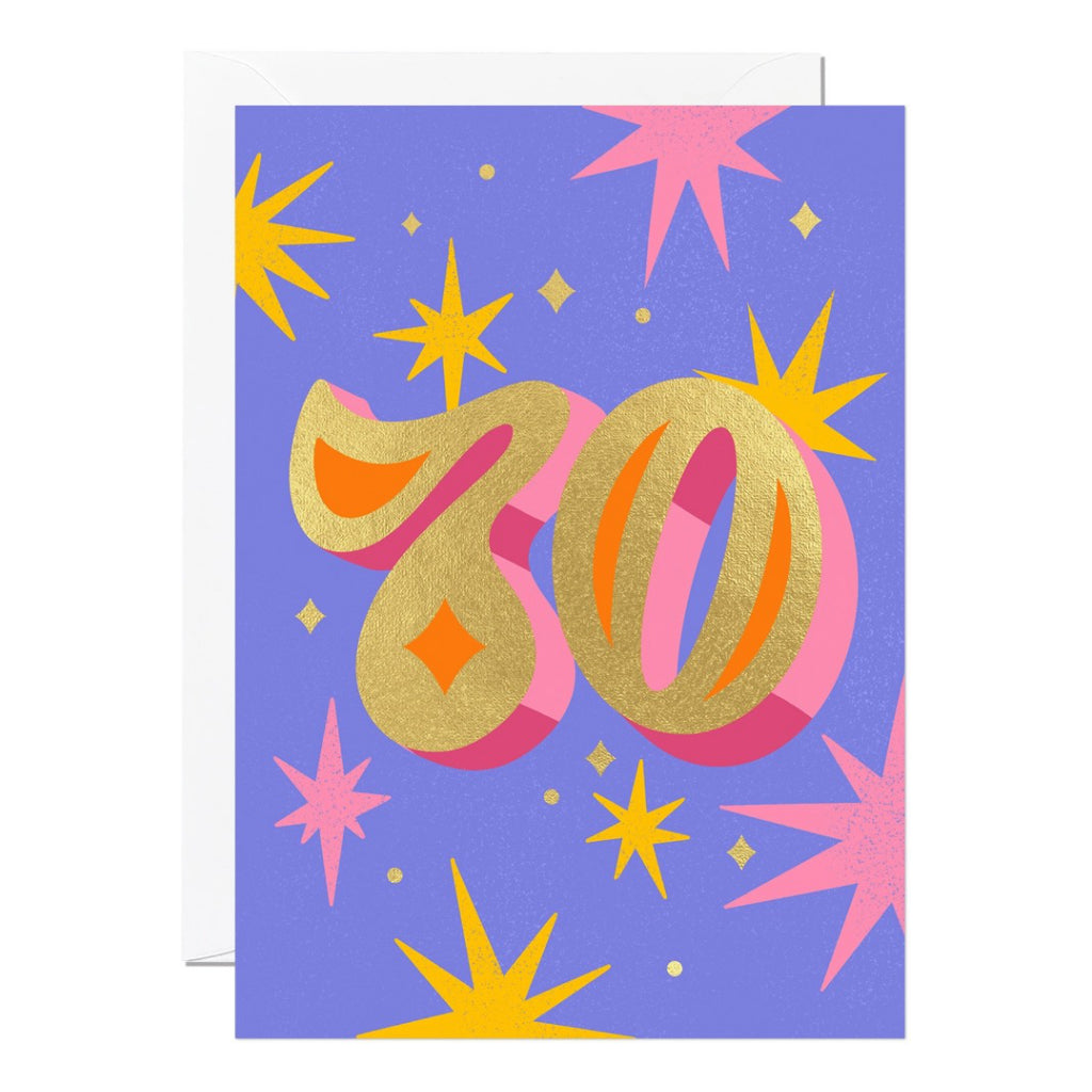 Gold Foil 70th Birthday Greeting Card.