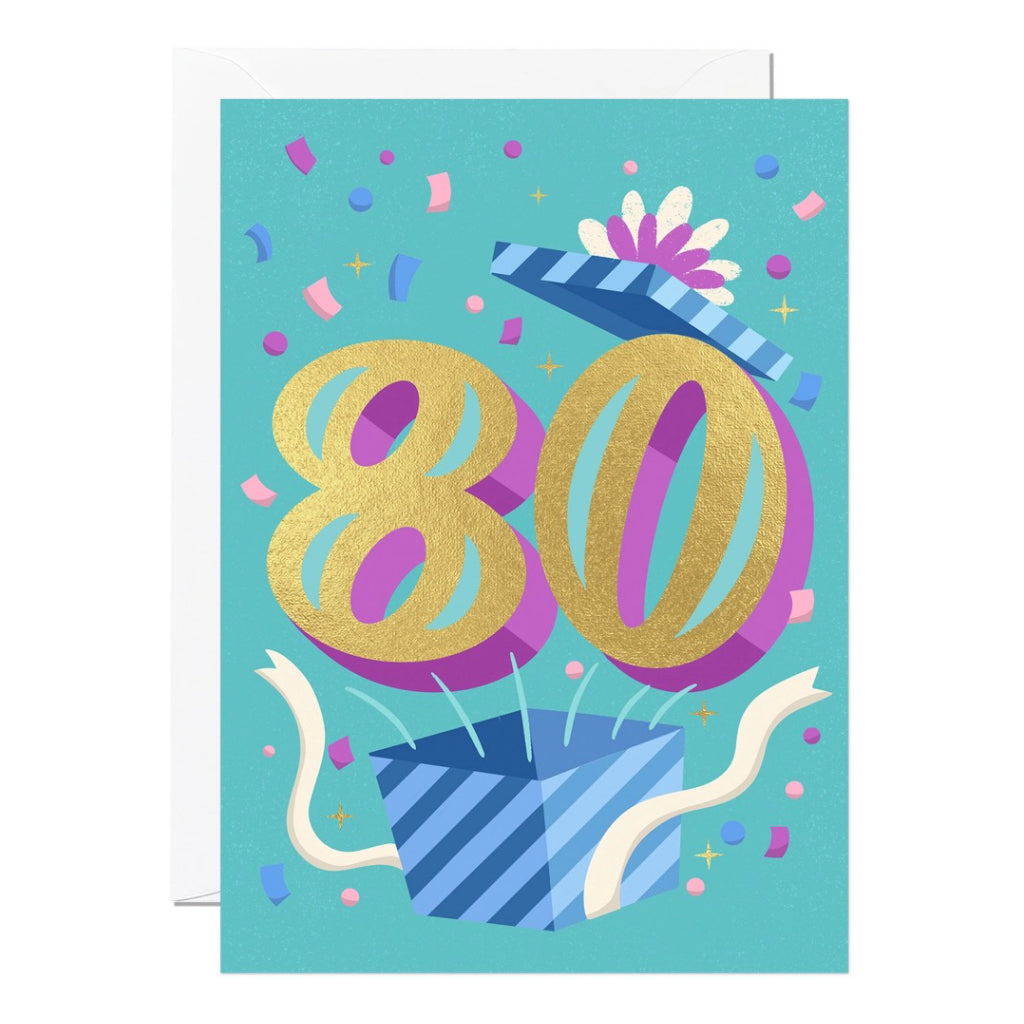 Gold Foil 80th Birthday Card.