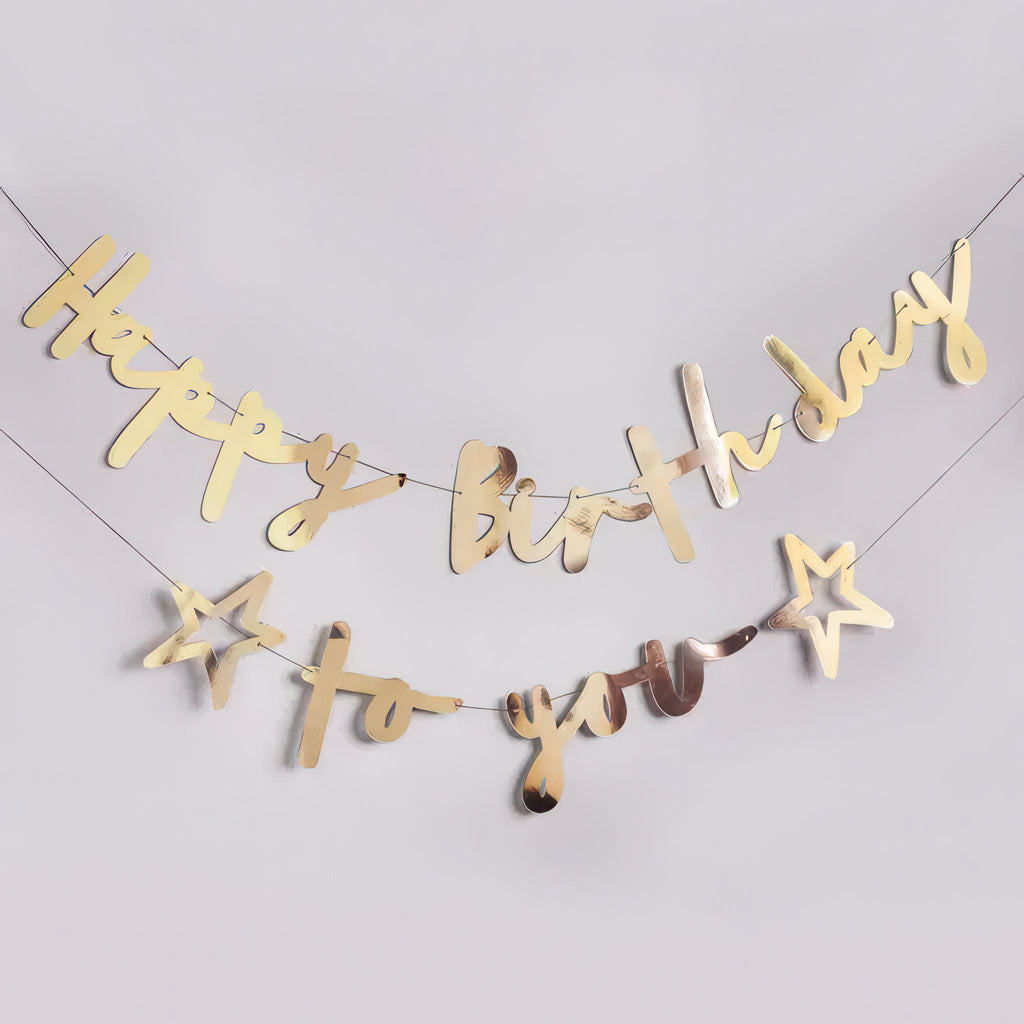 Gold Happy Birthday To You Banner.