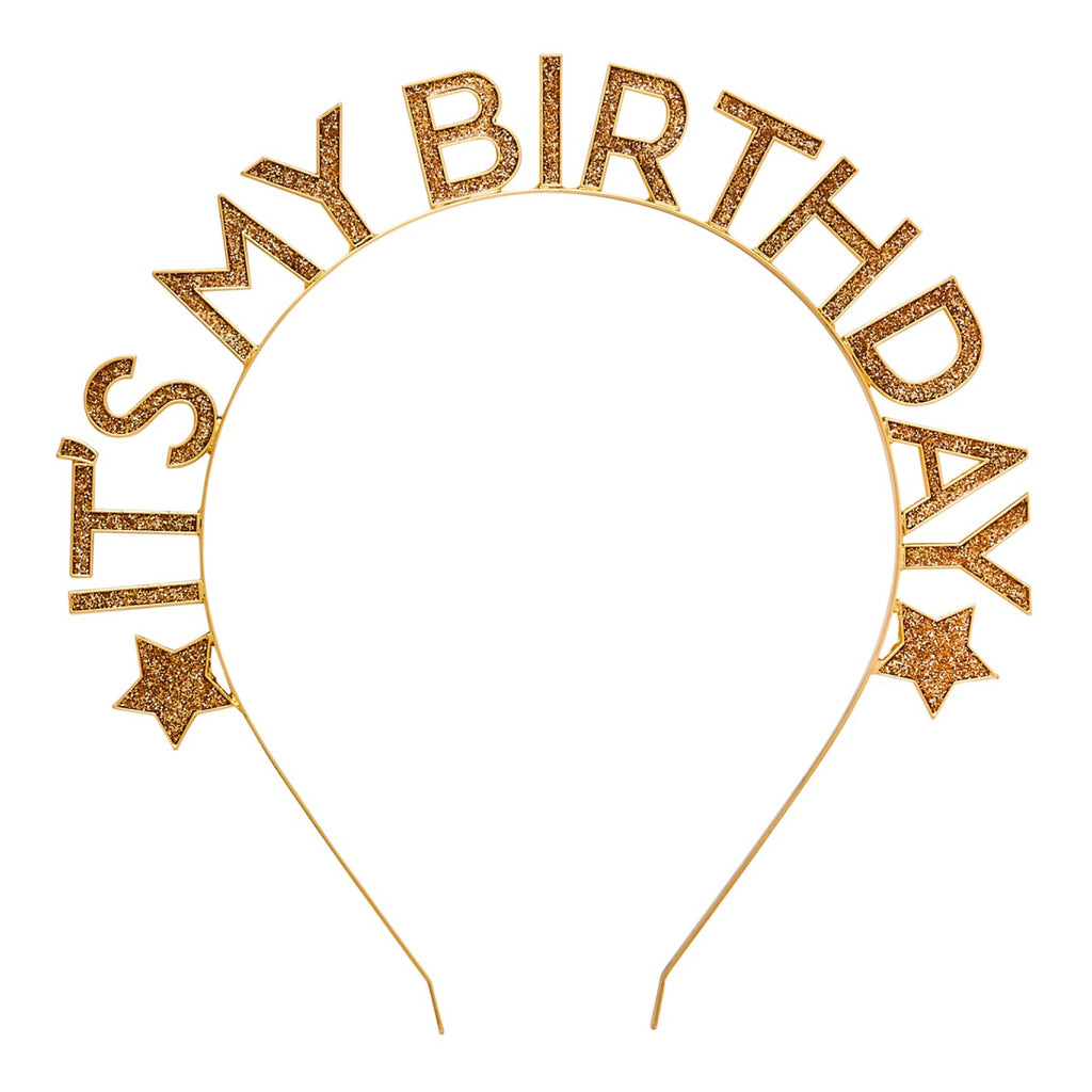 Gold 'It's My Birthday' Glitter Filled Metal Headband.