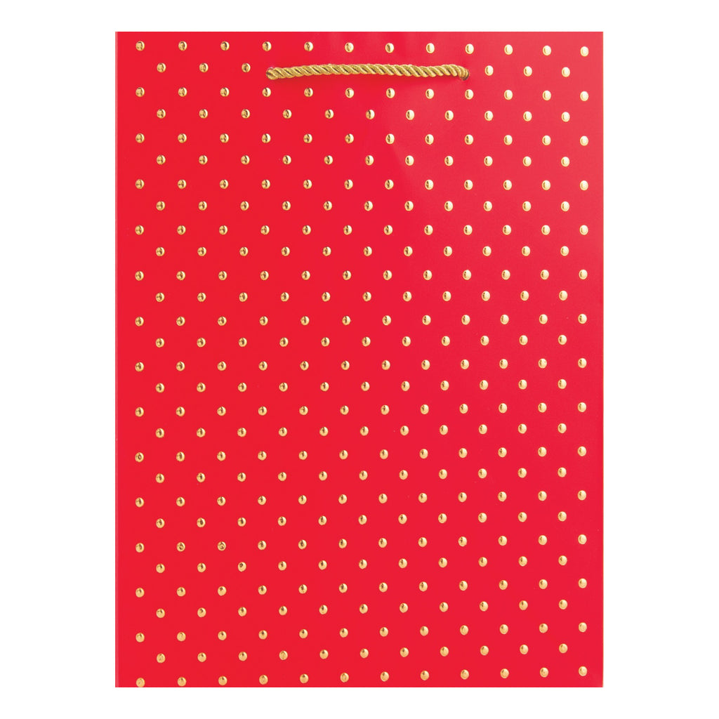 Gold Swiss Dots Red Medium Gift Bag.