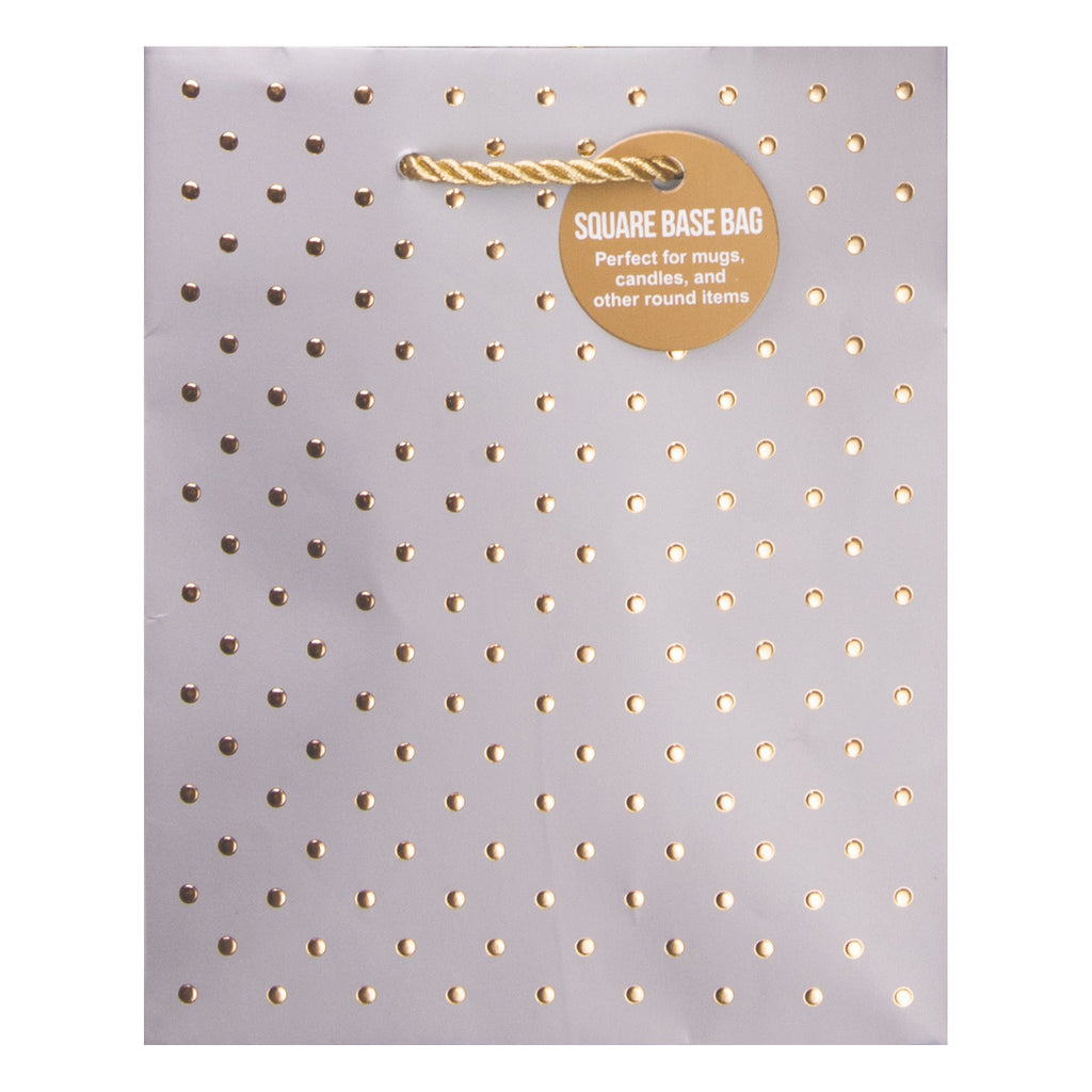 Gold Swiss Dots Silver Small Square Gift Bag.