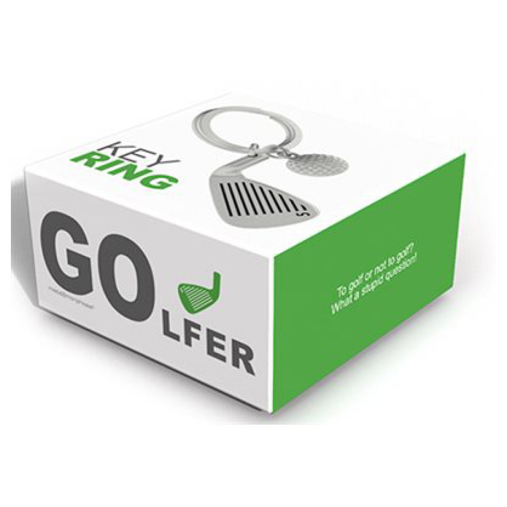 Golfer Keychain packaging.
