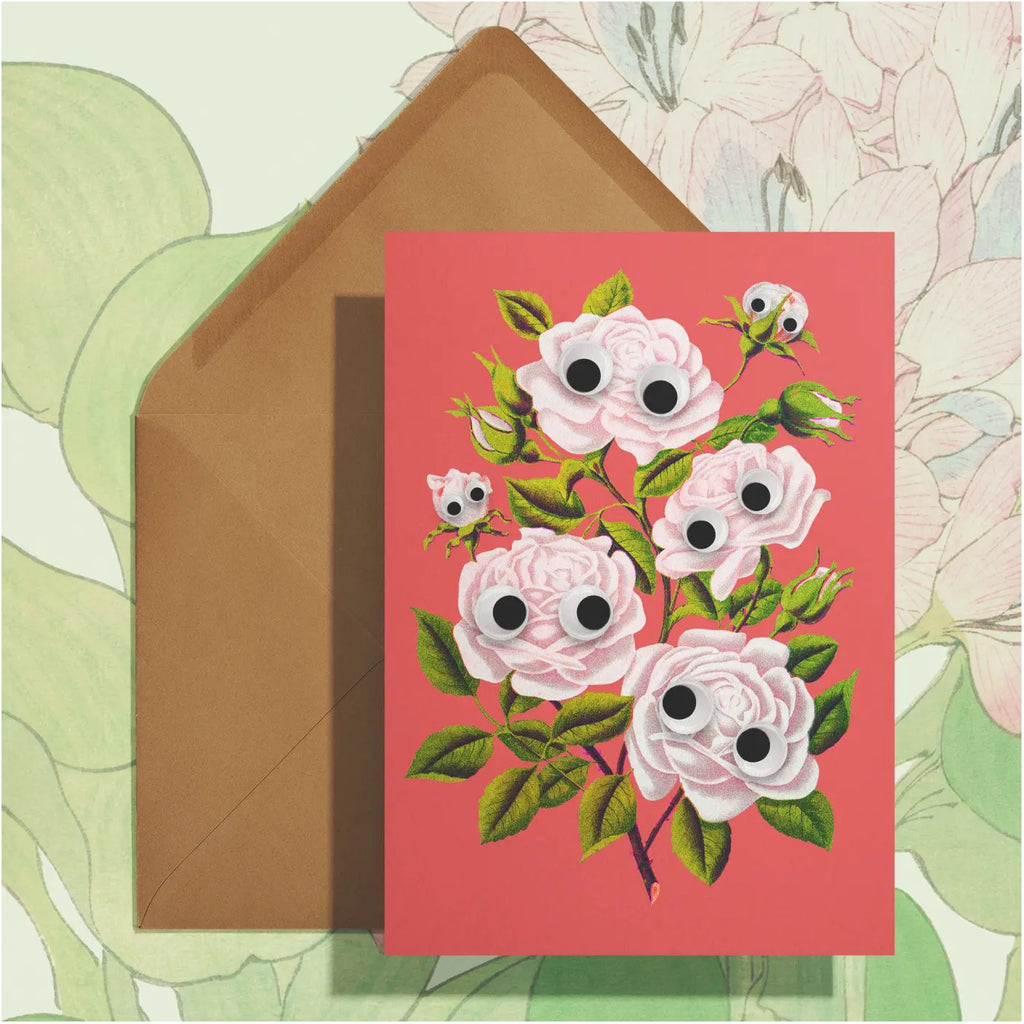 Googly Climbing Roses Card.