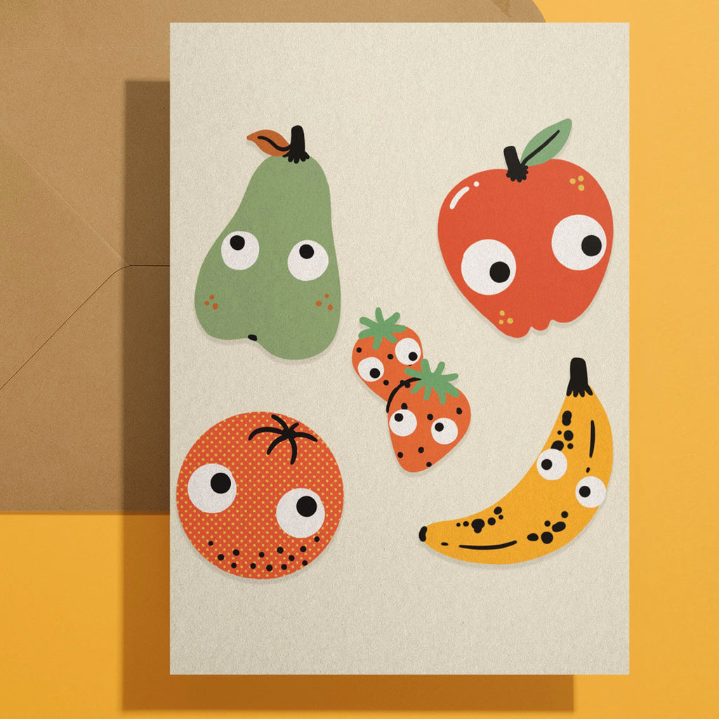 Googly Fruit Melange Card.