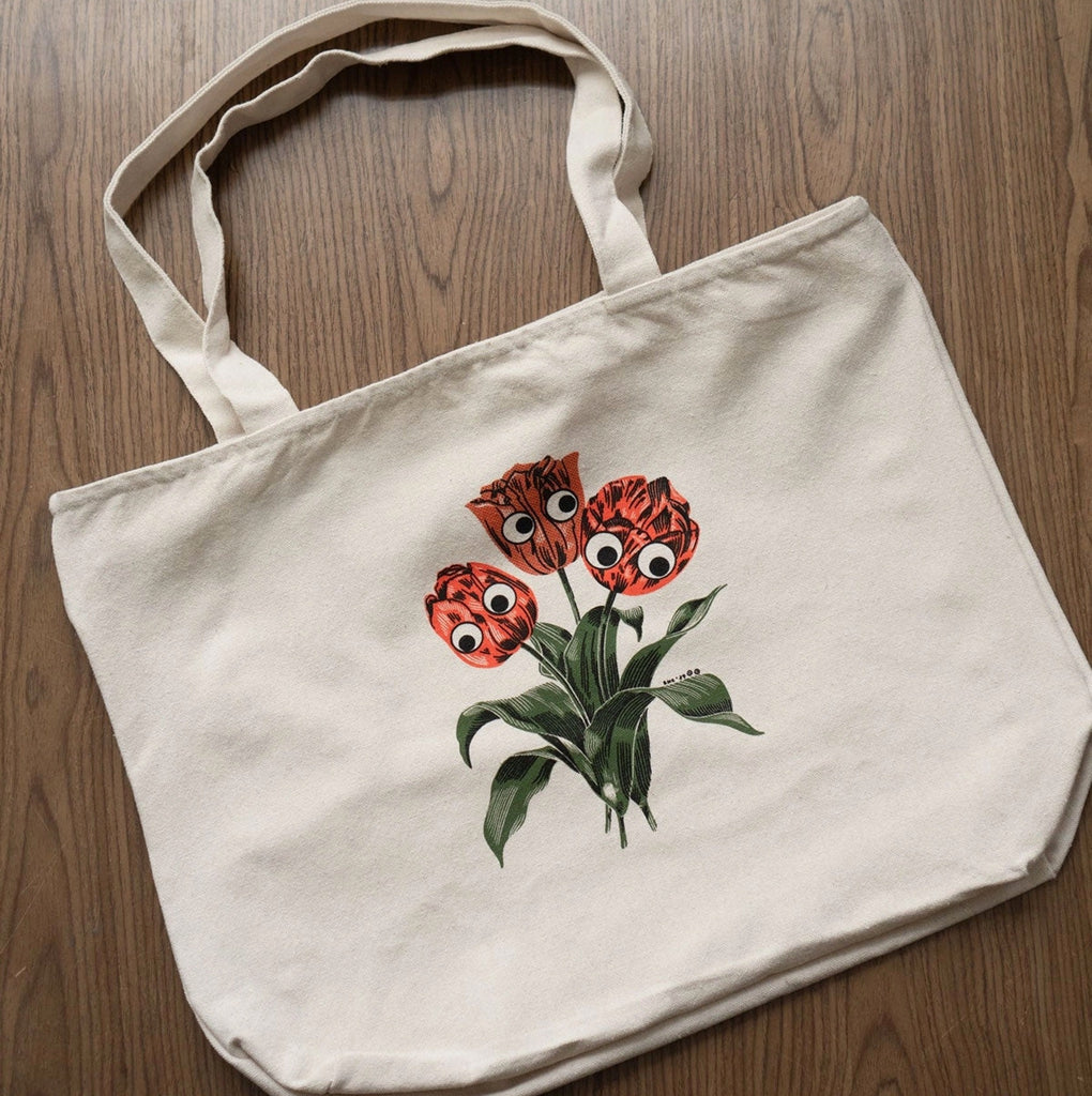 Googly Tulips Zip Tote.