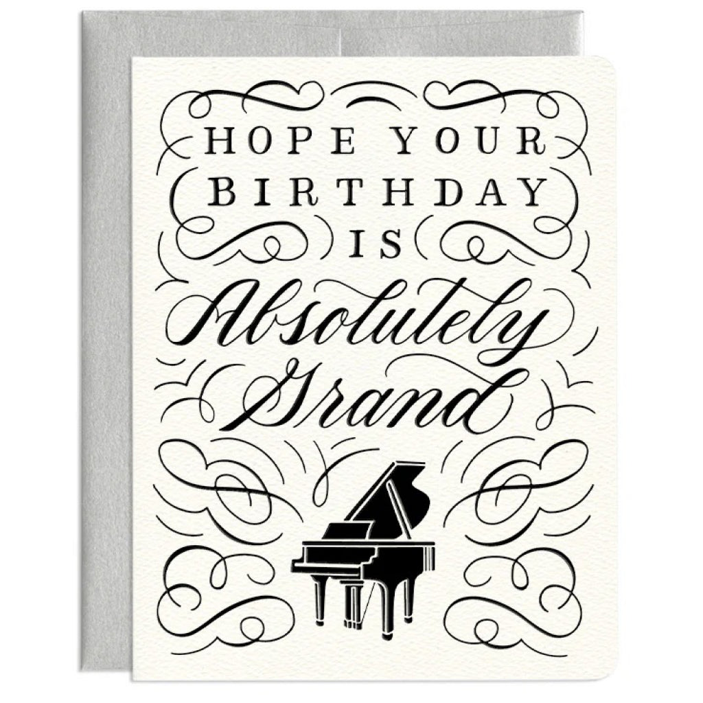 Grand Piano Letterpress Birthday Card.