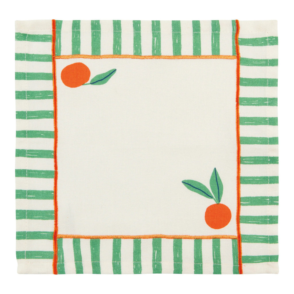 Green Citrus Burst Printed Cocktail Napkins.