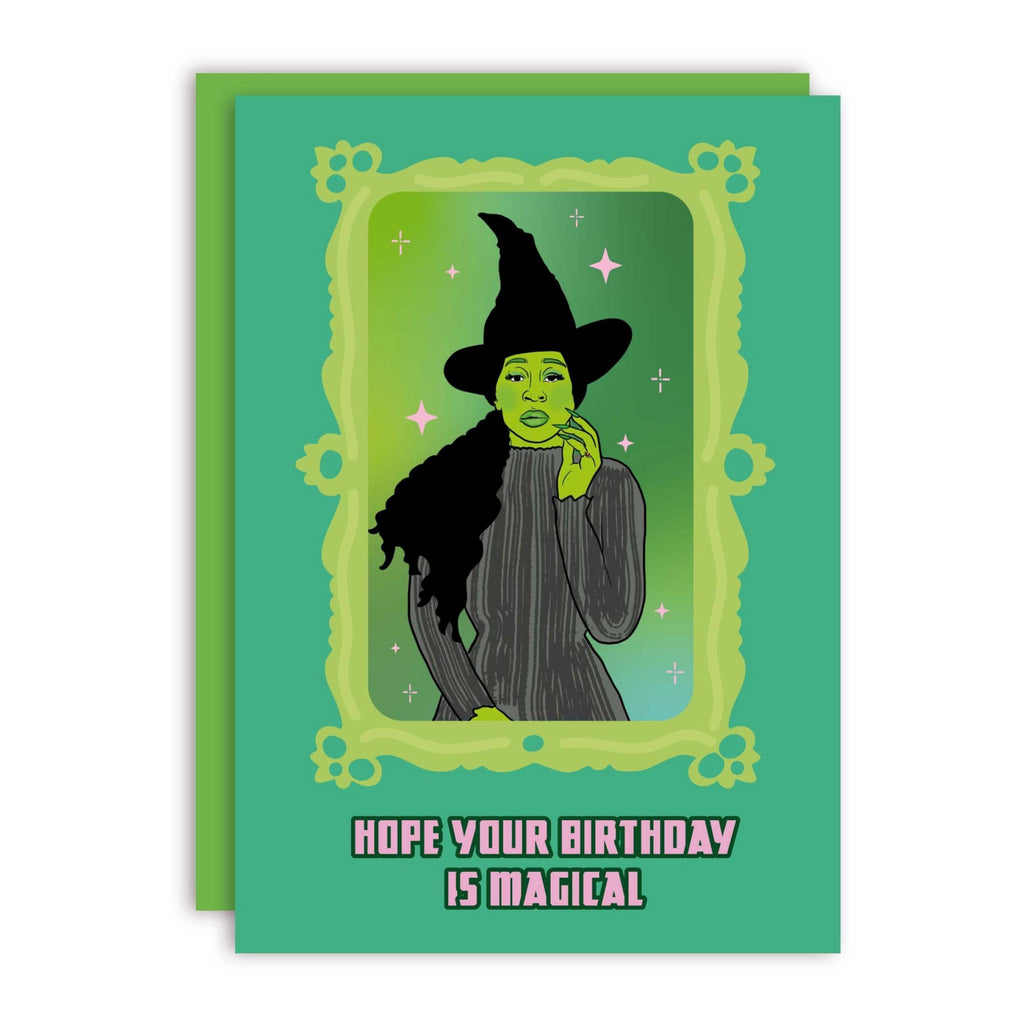 Green Witch Have A Magical Birthday Card .