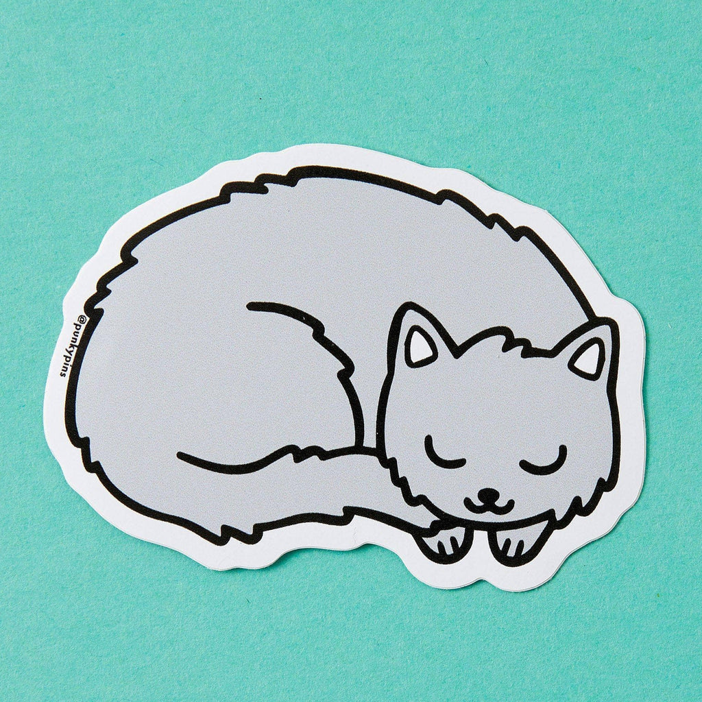 Grey Kitty Vinyl Sticker.