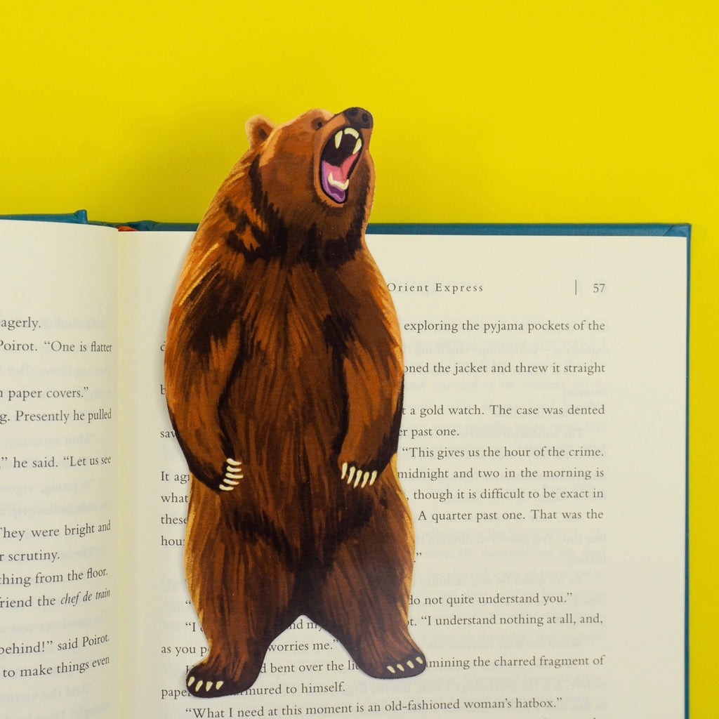 Grizzly Bear Die-Cut Bookmark being used.