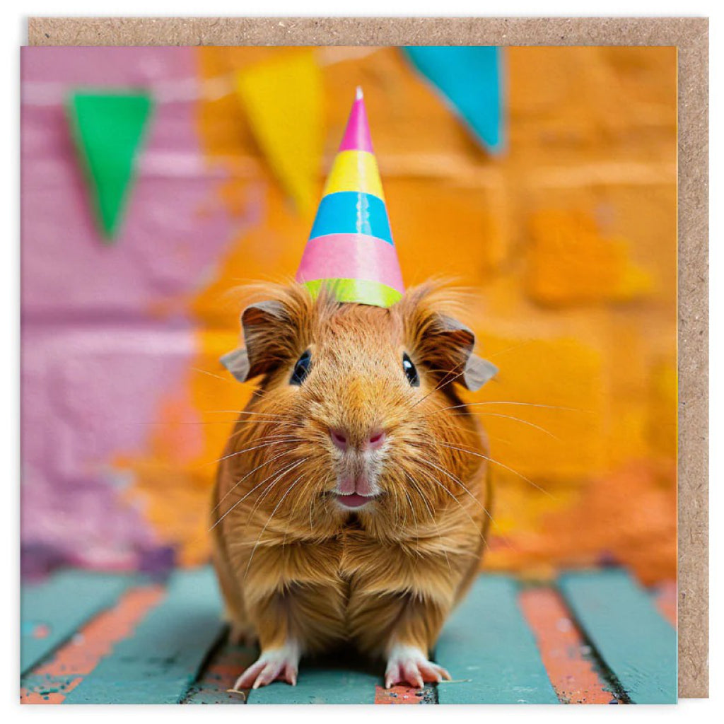 Guinea Pig In Party Hat Birthday Card.