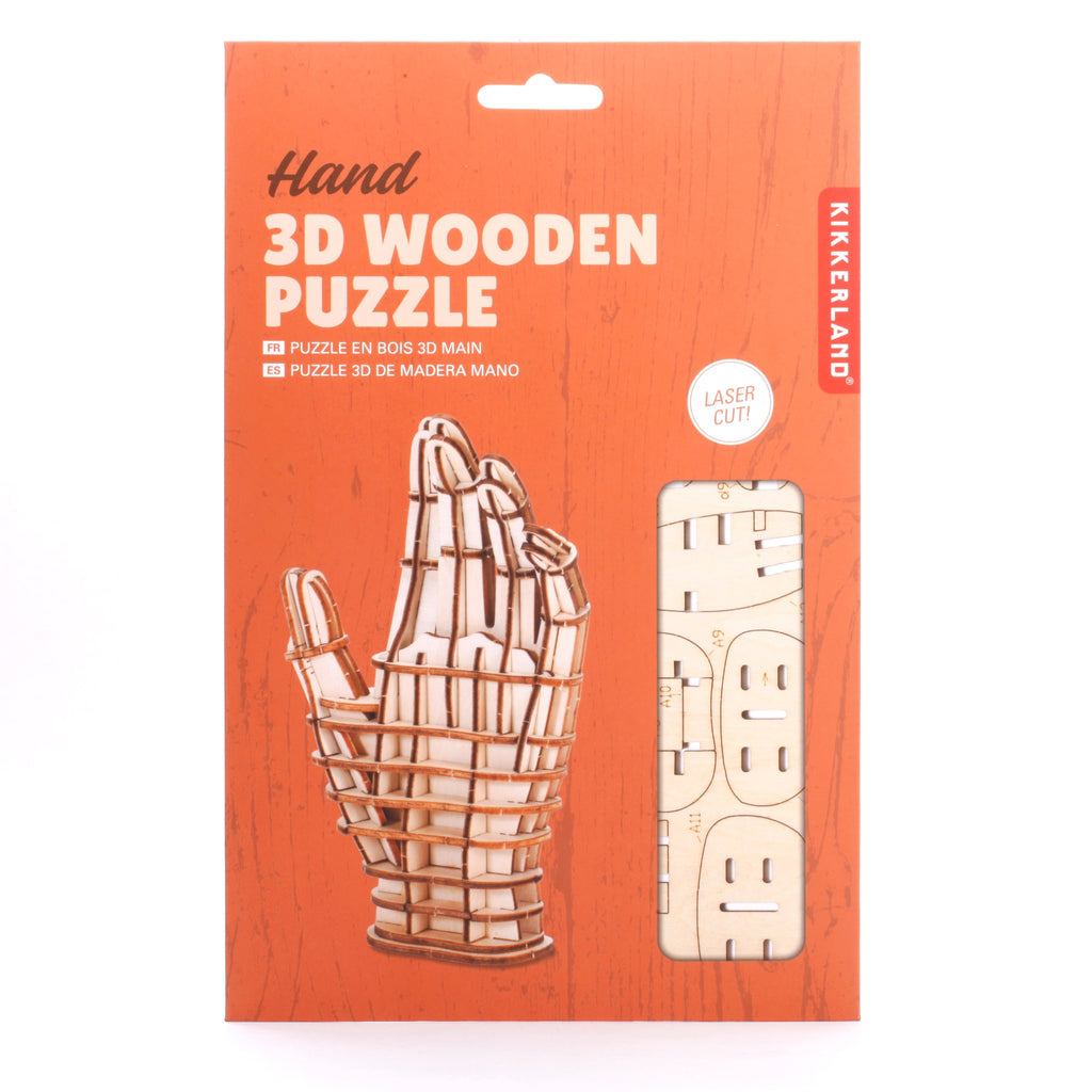 Hand 3D Wooden Puzzle packaging.