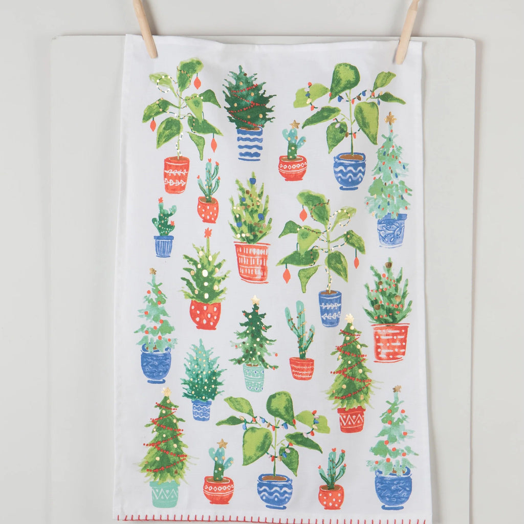 Hanging Jingle Plants Christmas Dishtowel.