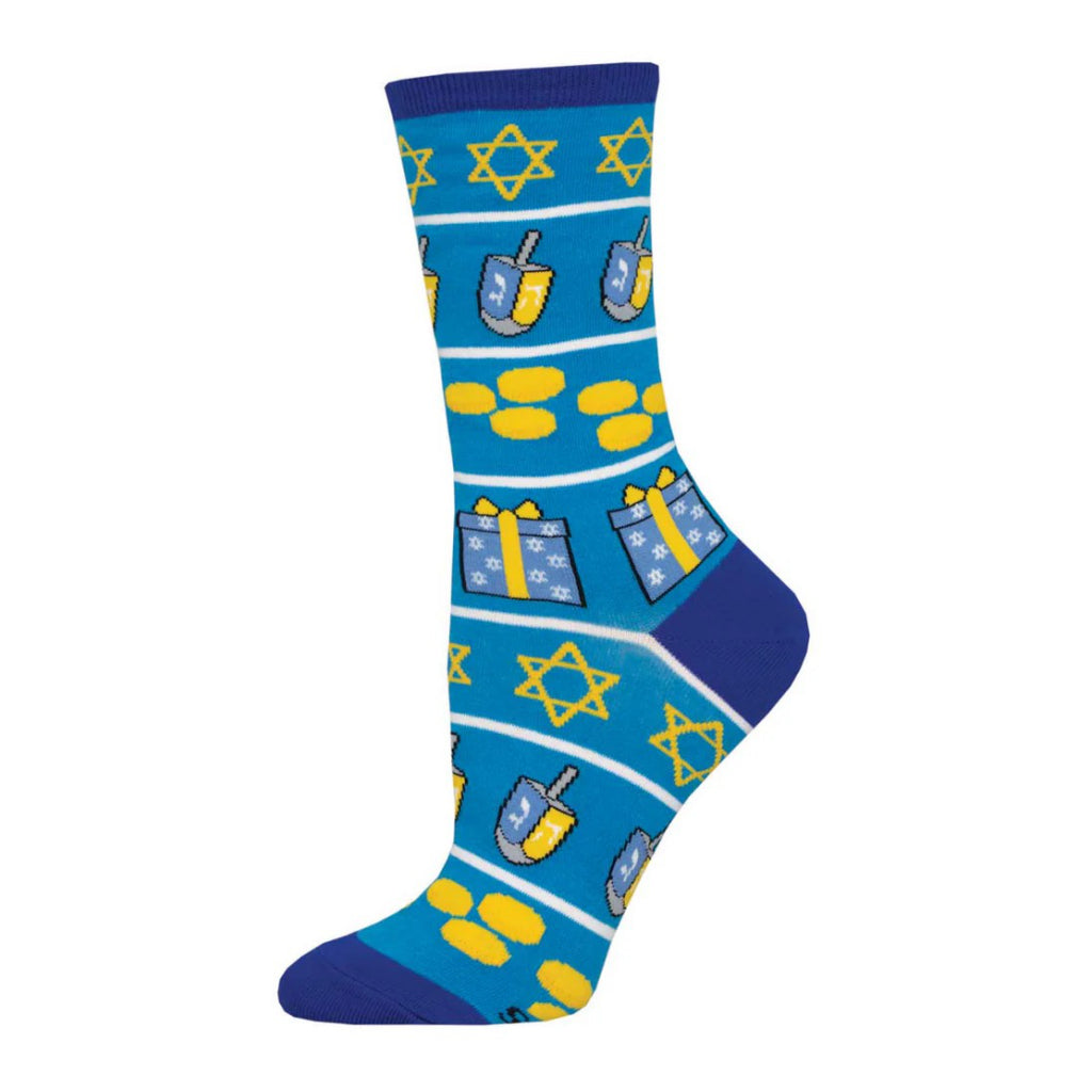 Hanukkah Icons Socks Blue.