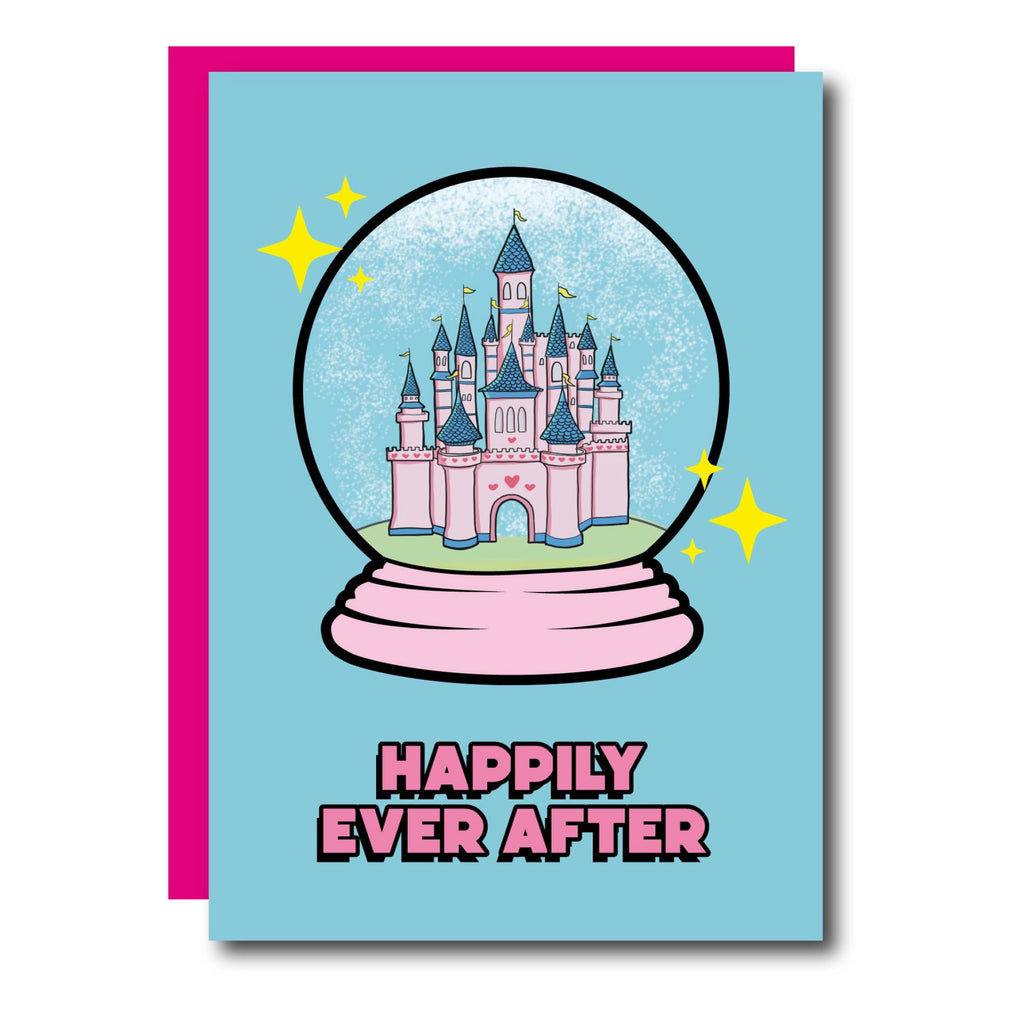 Happily Ever After Castle Snowglobe Card.