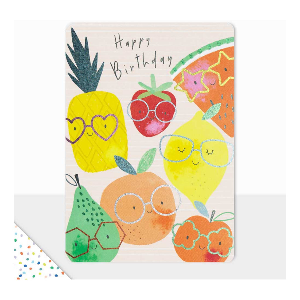Happy Birthday Fruit In Glasses Card.