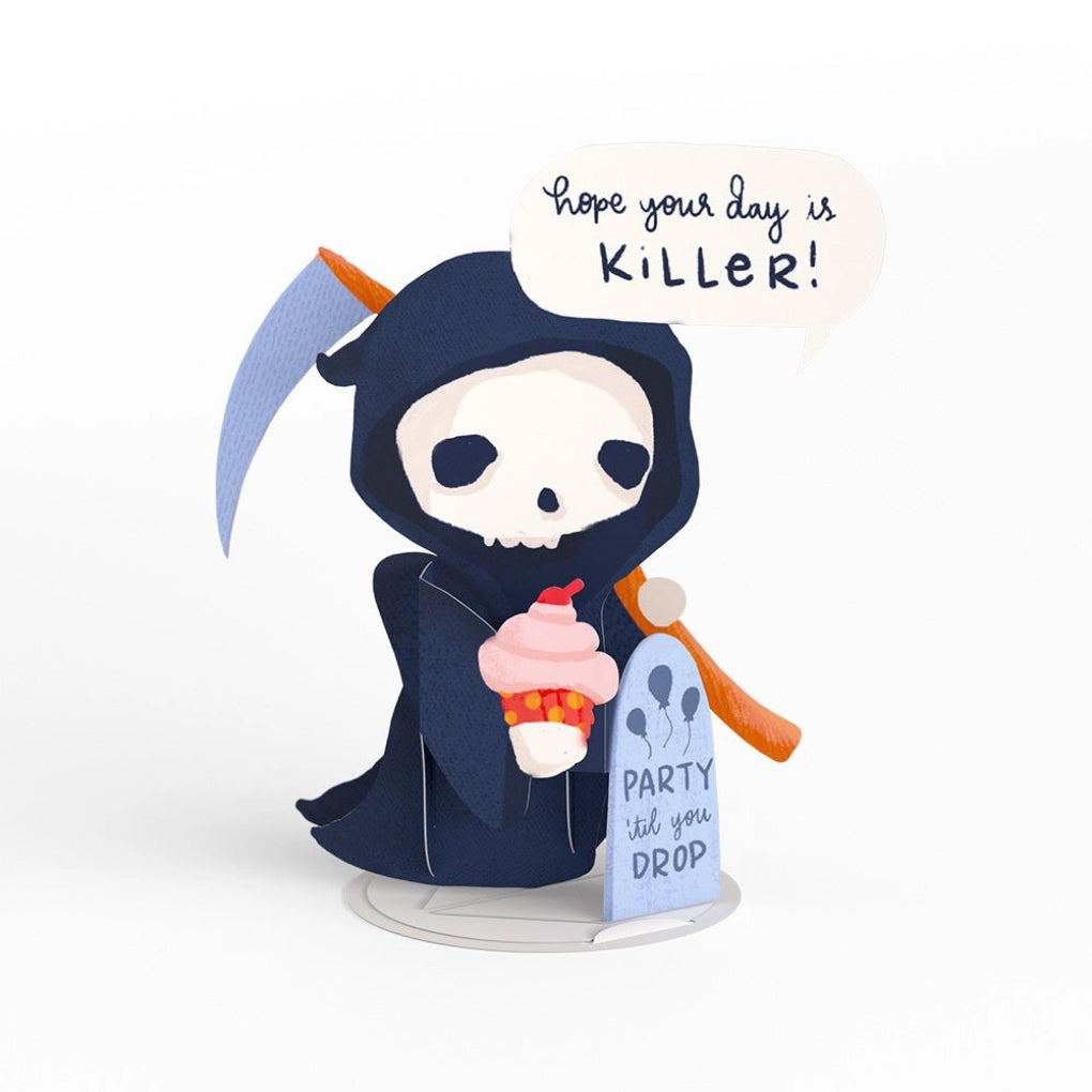 Happy Birthday Grim Reaper PopPals Card.