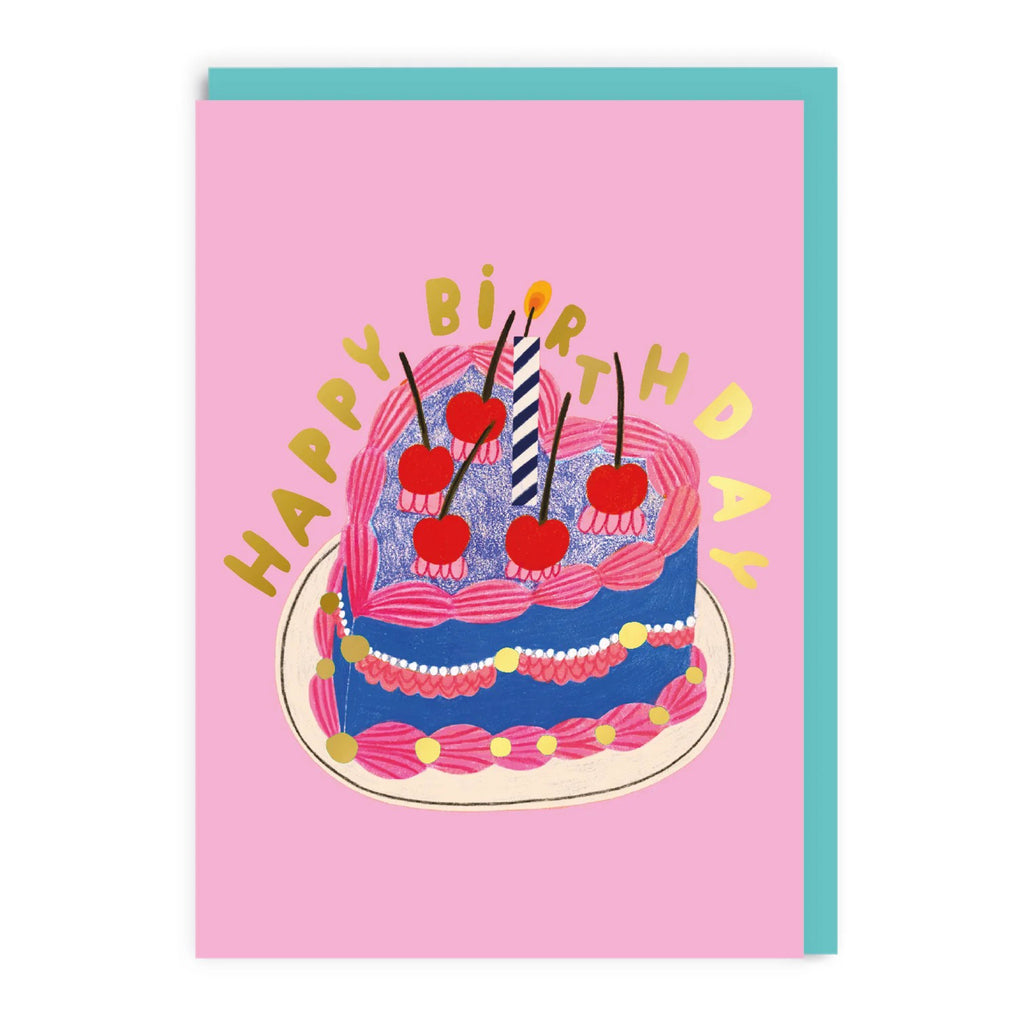 Happy Birthday Heart Cake Card.