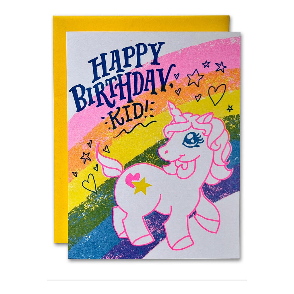 Happy Birthday Kid Unicorn Card.