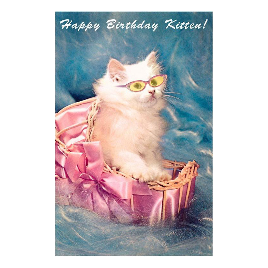 Happy Birthday Kitten in Glasses Card.