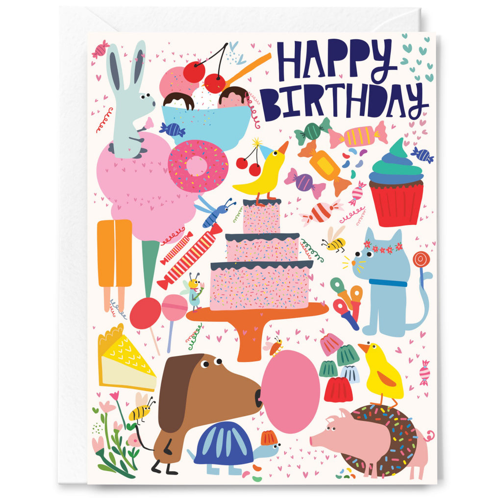 Happy Birthday Party Animals Card.