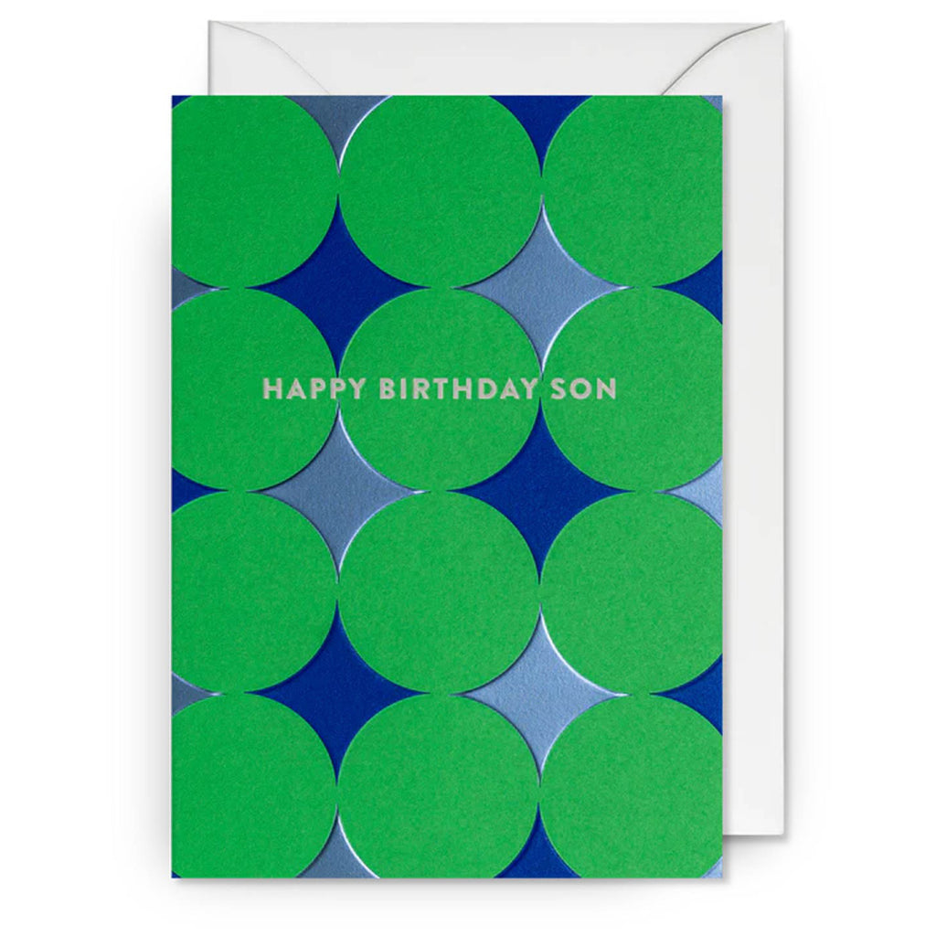 Happy Birthday Son Green Dots Card.