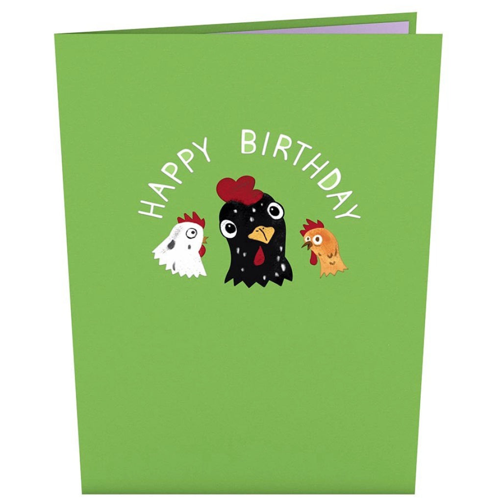 Happy Birthday To My Spring Chicken Pop-Up Card showing front.