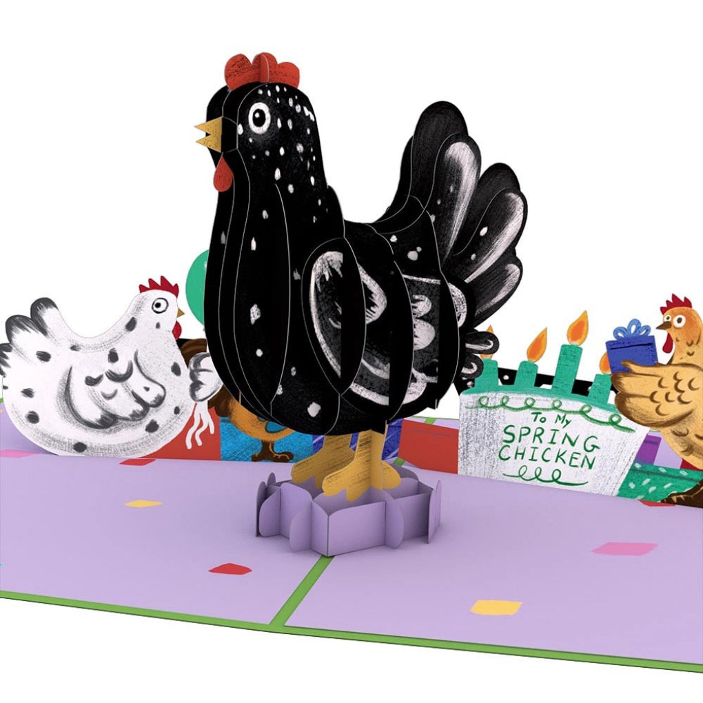 Happy Birthday To My Spring Chicken Pop-Up Card.