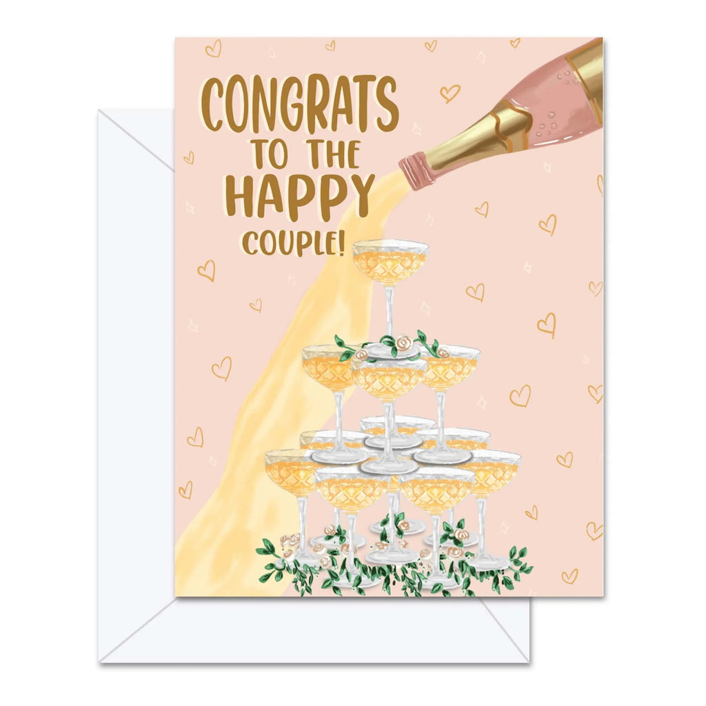 Happy Couple Champagne Tower Card.