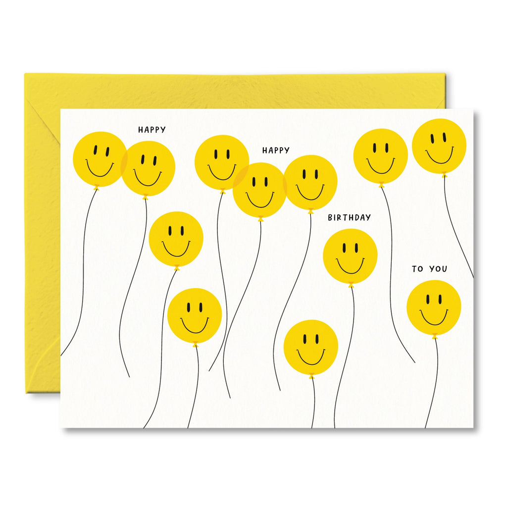 Happy Face Balloons Birthday Card.