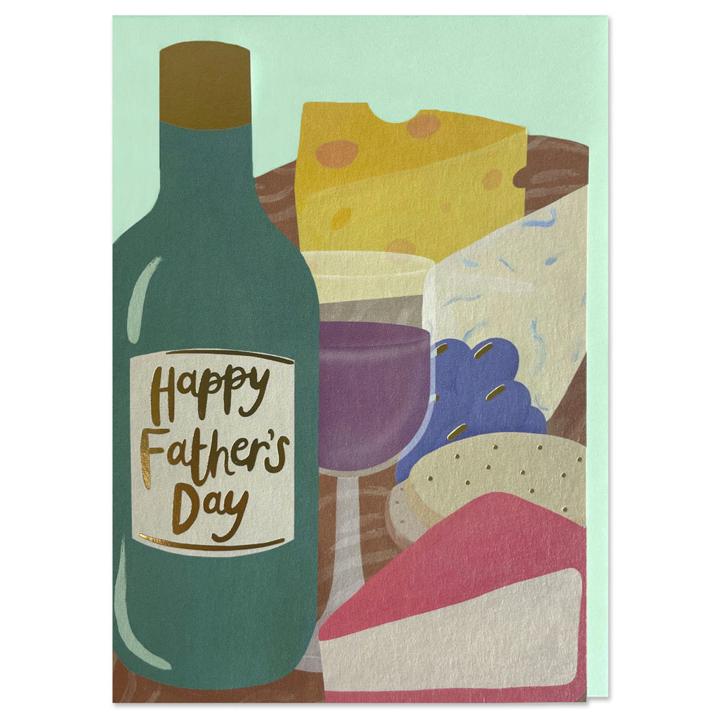 Happy Fathers Day Wine & Cheese Card.