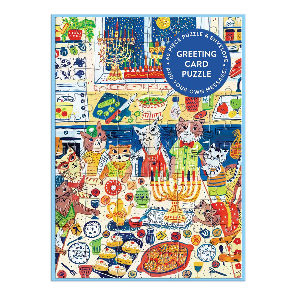 Happy Hanukcats Greeting Card Puzzle.