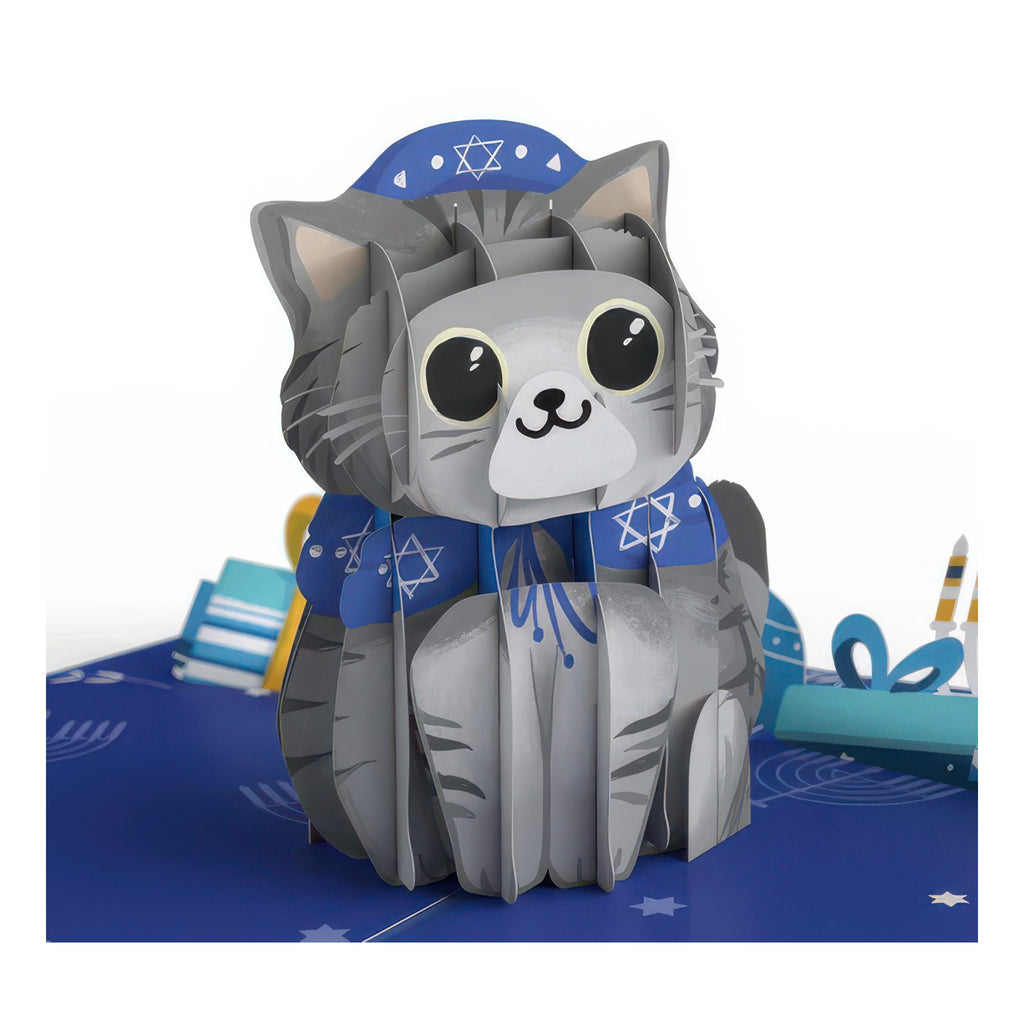 Happy Hanukkah Cat Pop-Up Card.