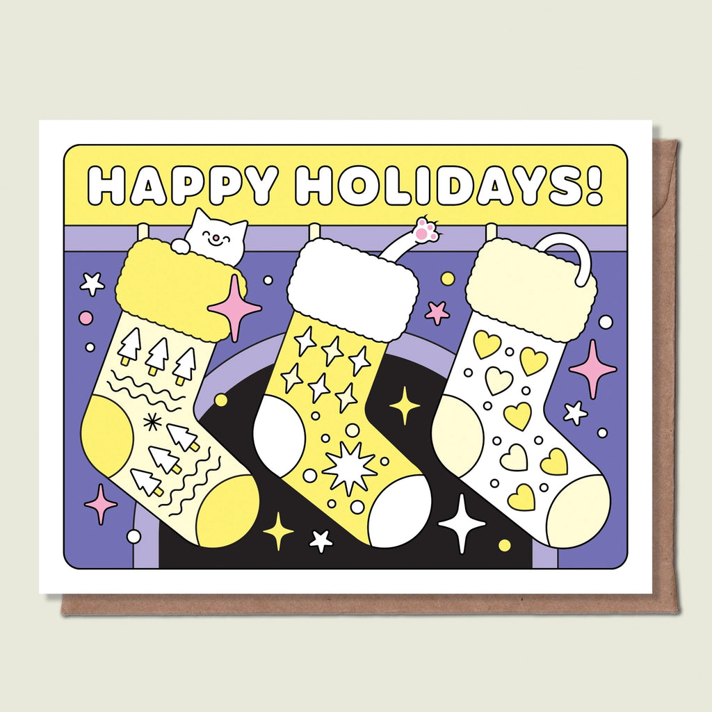 Happy Holidays Stocking Greeting Card.