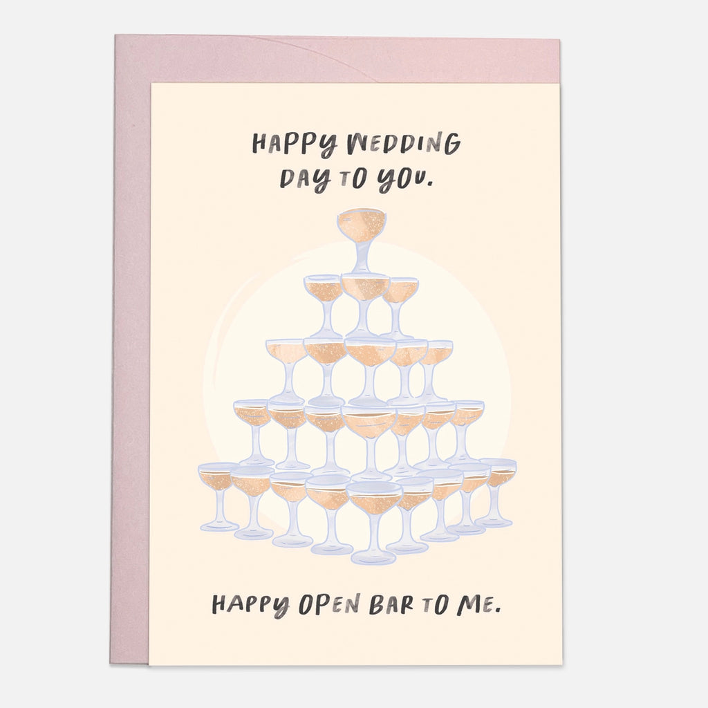 Happy Open Bar Wedding Card.