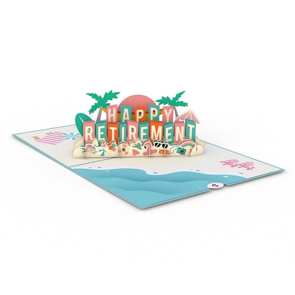 Happy Retirement Pop-Up Card showing whole card.