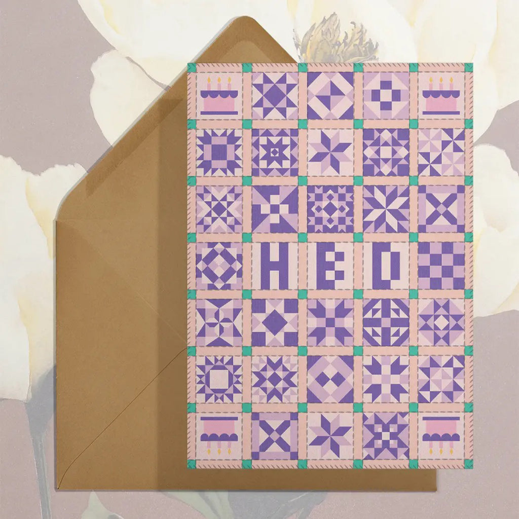 HBD Patchwork Quilt Card.