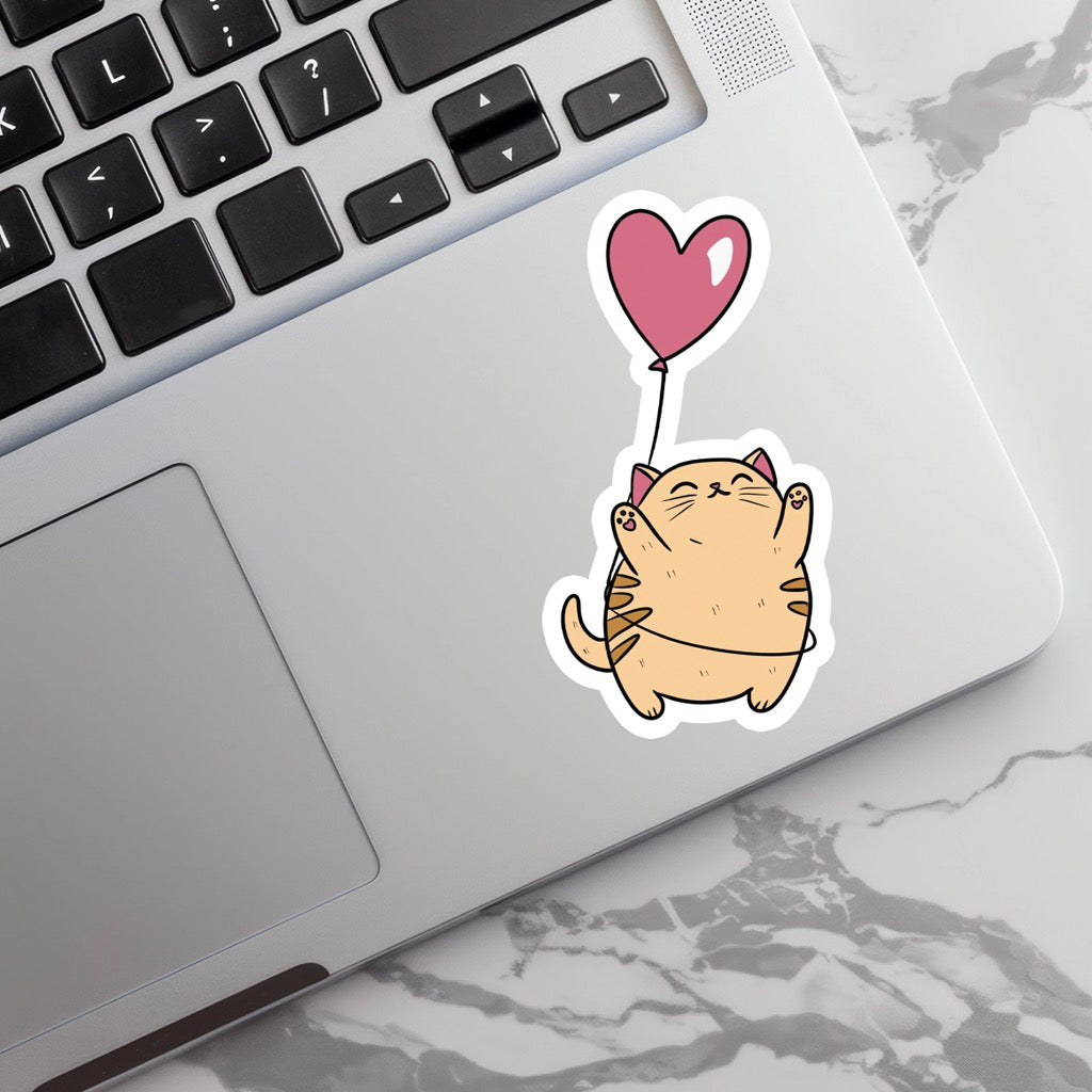 Heart Balloon Cat Sticker on computer.